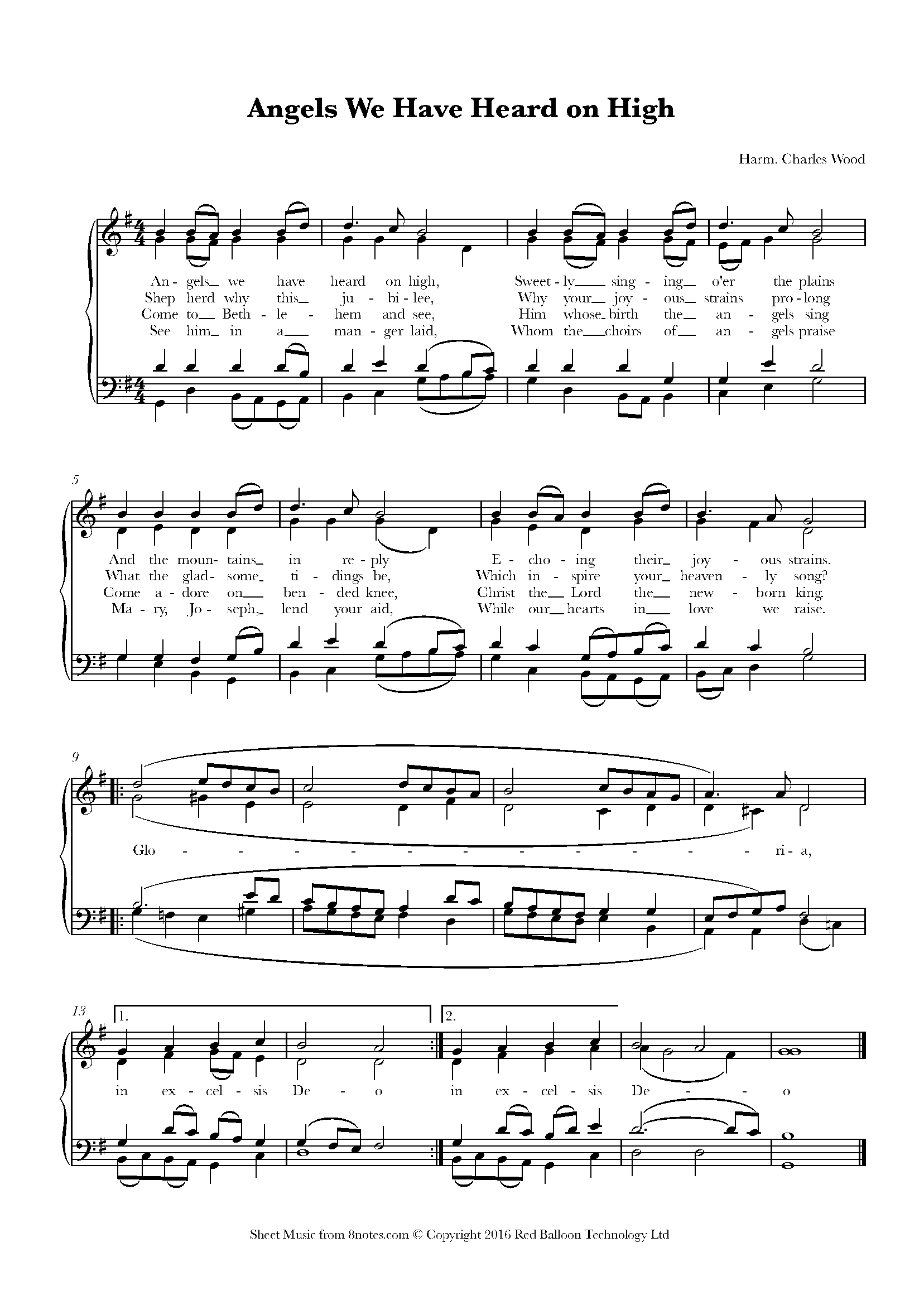 Angels We Have Heard On High Sheet Music For Choir 8notes