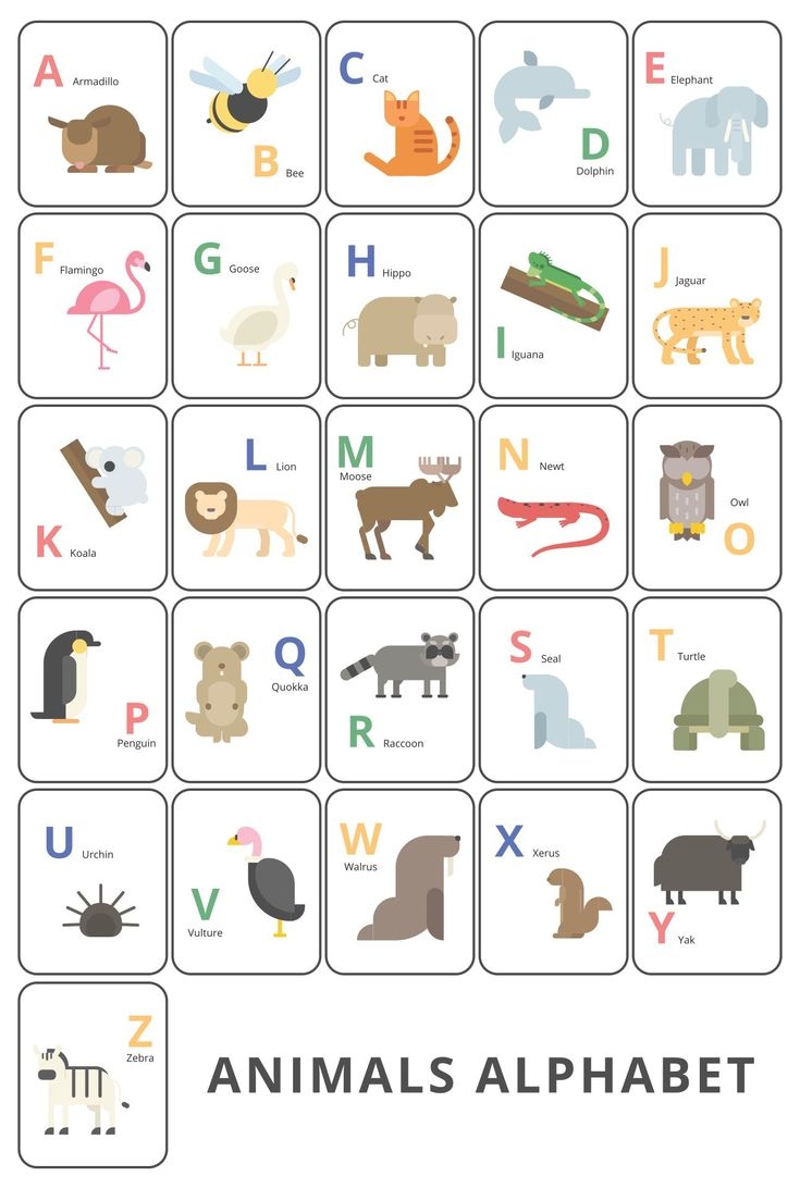 Animal Alphabet Flash Cards Printable Abc Printables Free Printable Alphabet Worksheets Alphabet Flash Cards Printable