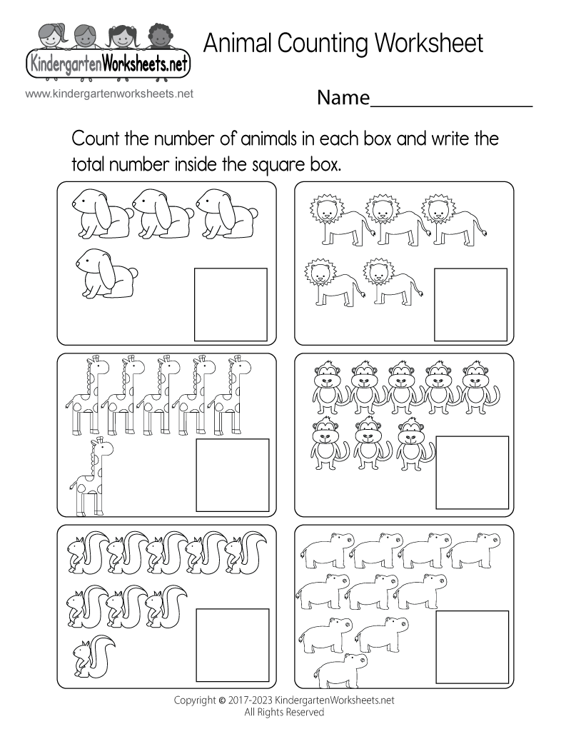 Animal Counting Worksheet Free Printable Digital PDF