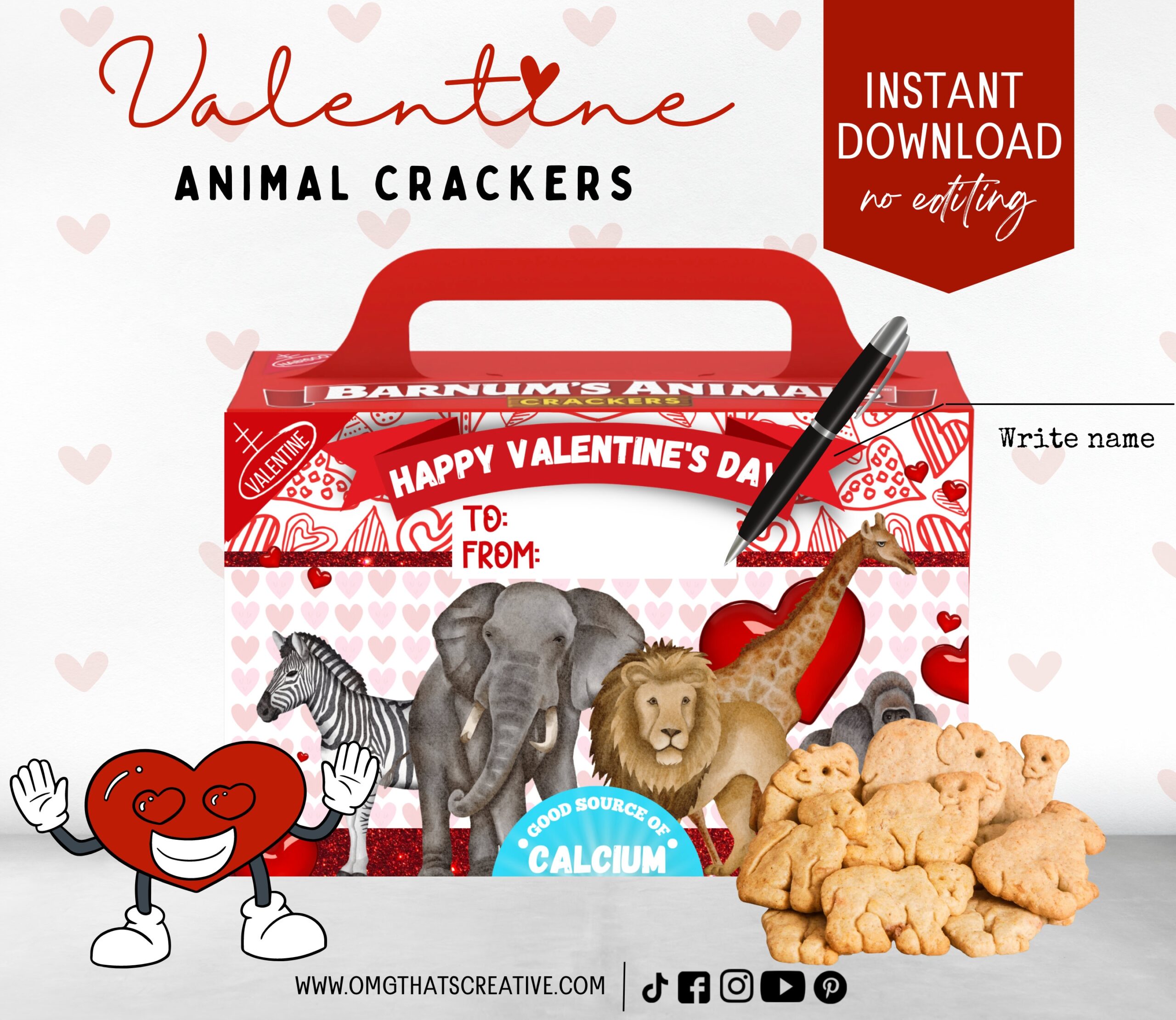 Animal Cracker Valentine Printable