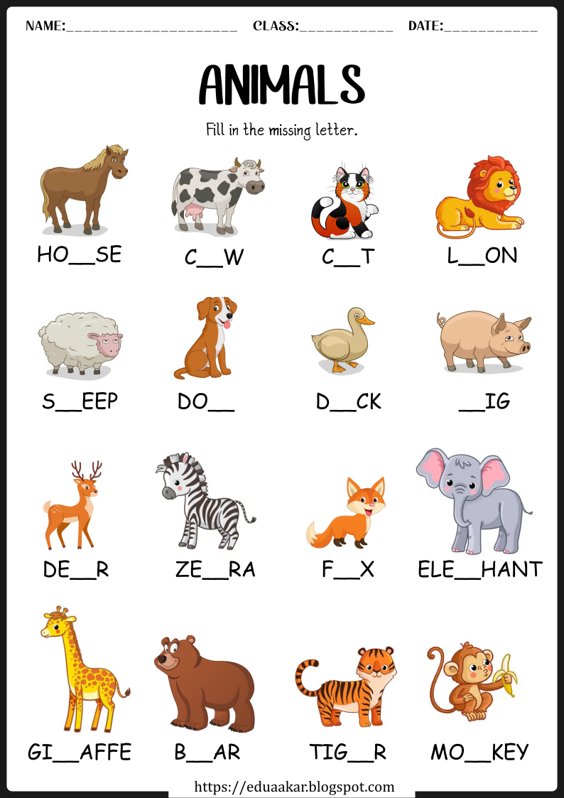 Animal Worksheets For Kindergarten Animal Worksheets English Worksheets For Kids Animal Lessons