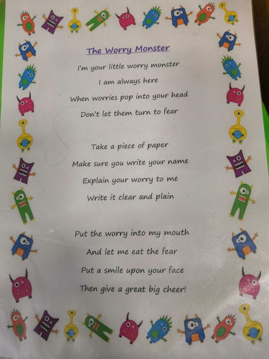 Ann Foxley Johnson The Anti Bullying Company On X Loved This Poster At The Wonderful BrinsworthManorInfants Yesterday they Have Their Own School WorryMonster And A Great Poem To Remind The Children How Helpful Worry Monsters