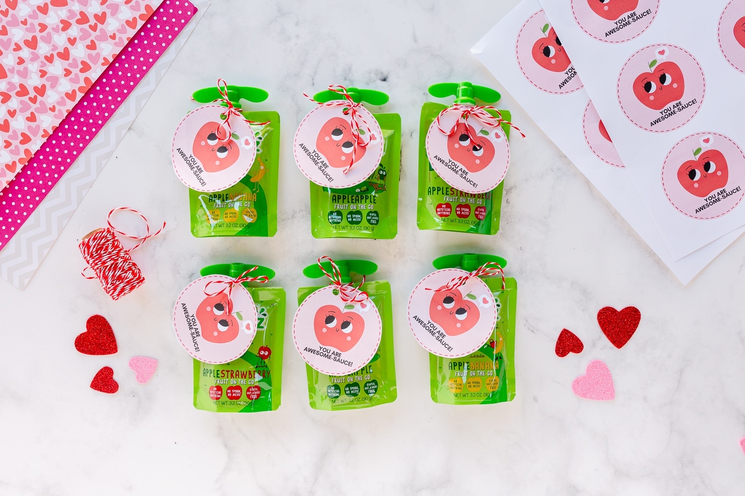 Applesauce Pouch Valentines Free Printable