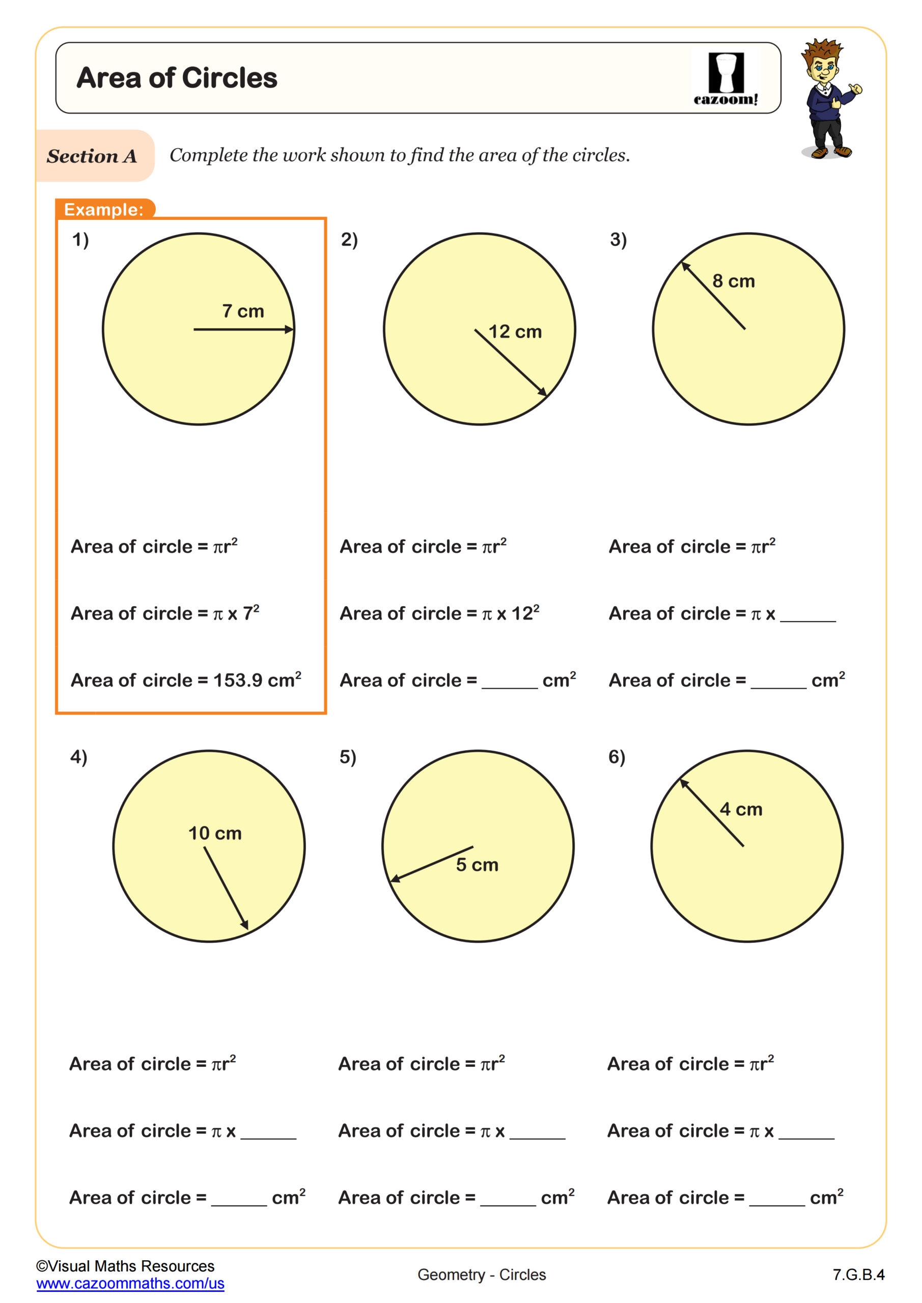 Area Of Circles Worksheet PDF Printable Geometry Worksheet