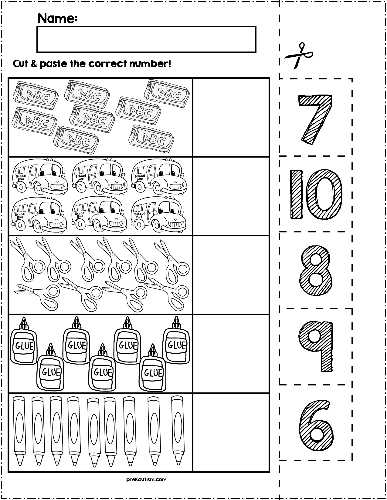 Numbers 6 To 10 Worksheet Printable