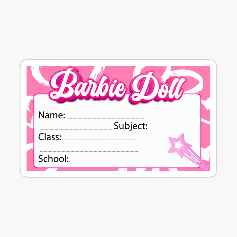 Barbie Doll School Book Label Sticker For Sale By DoseUpArt Redbubble