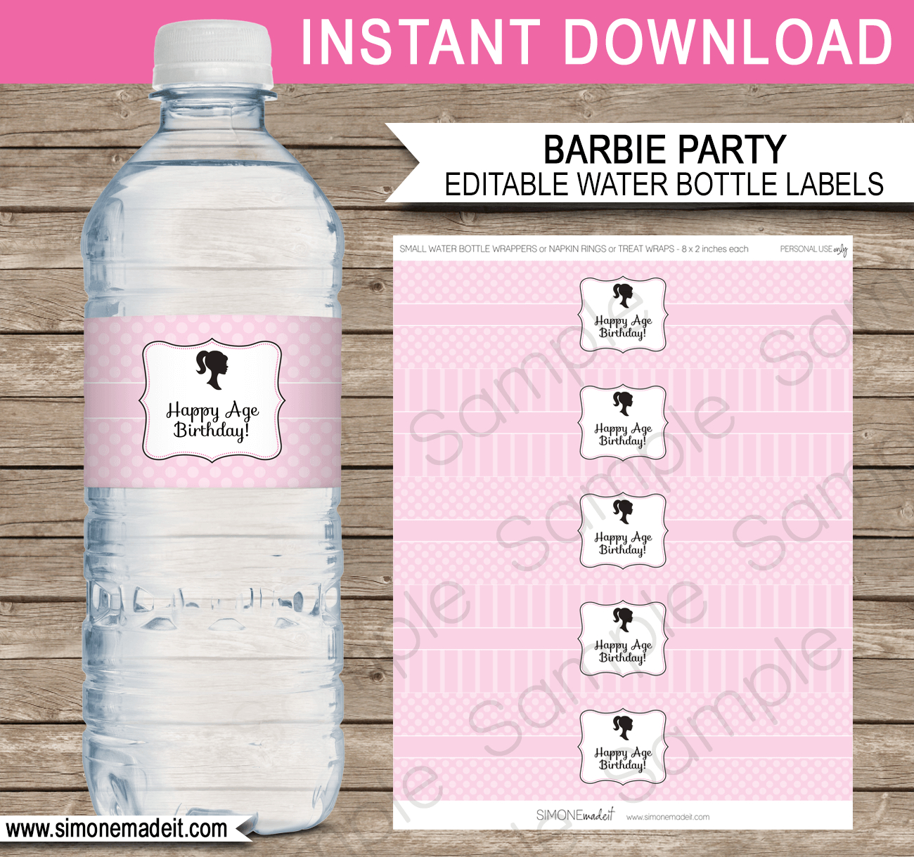 Free Printable Barbie Water Bottle Labels