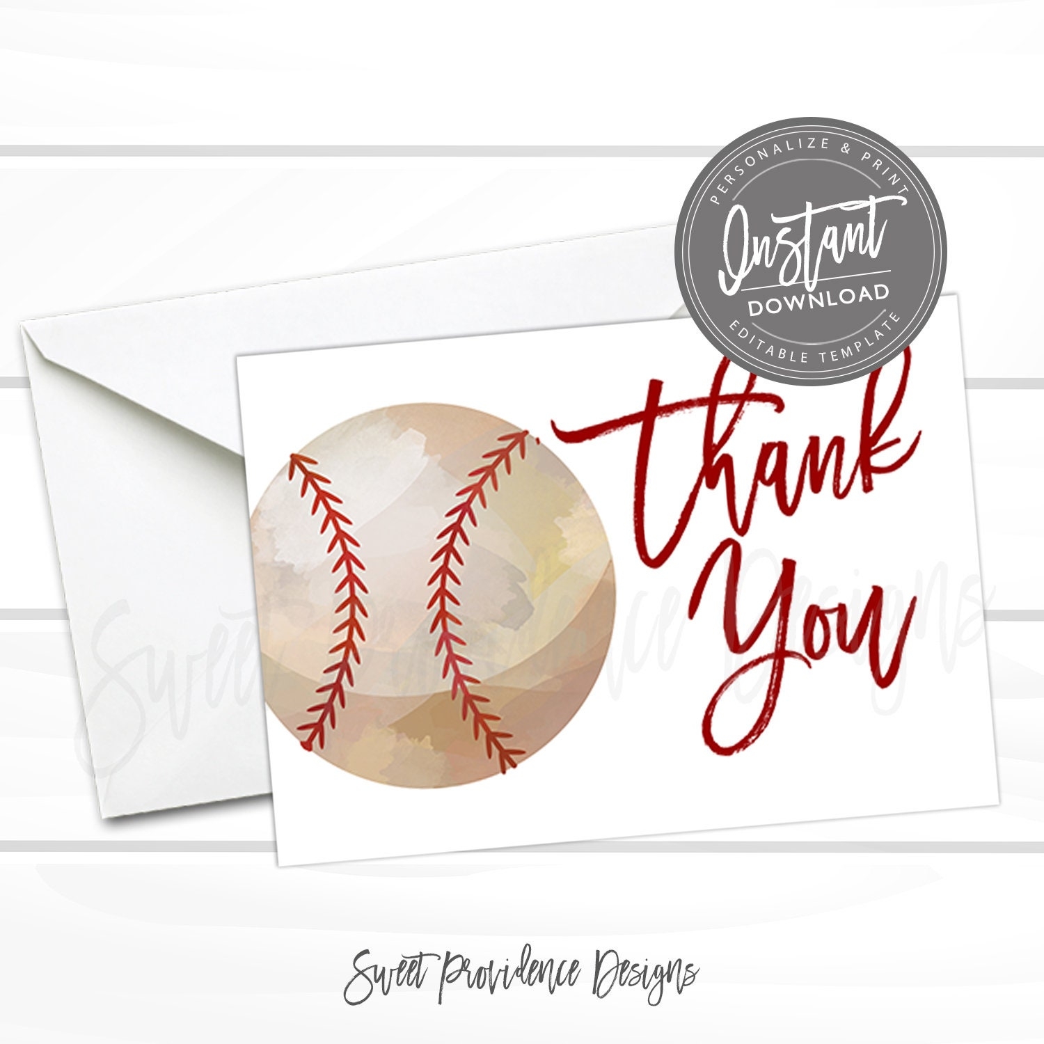 Baseball Thank You Card Boy Thank You Card Editable Baby Shower Thank You Little All Star Invite Printable Instant Access Sweet Providence Designs