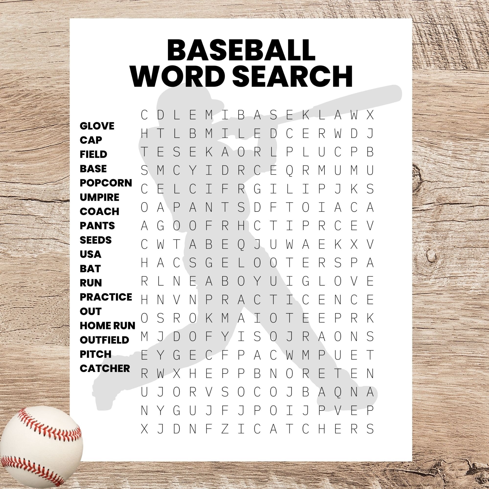 Baseball Word Search Printable sports Printable Activity For Kids Etsy