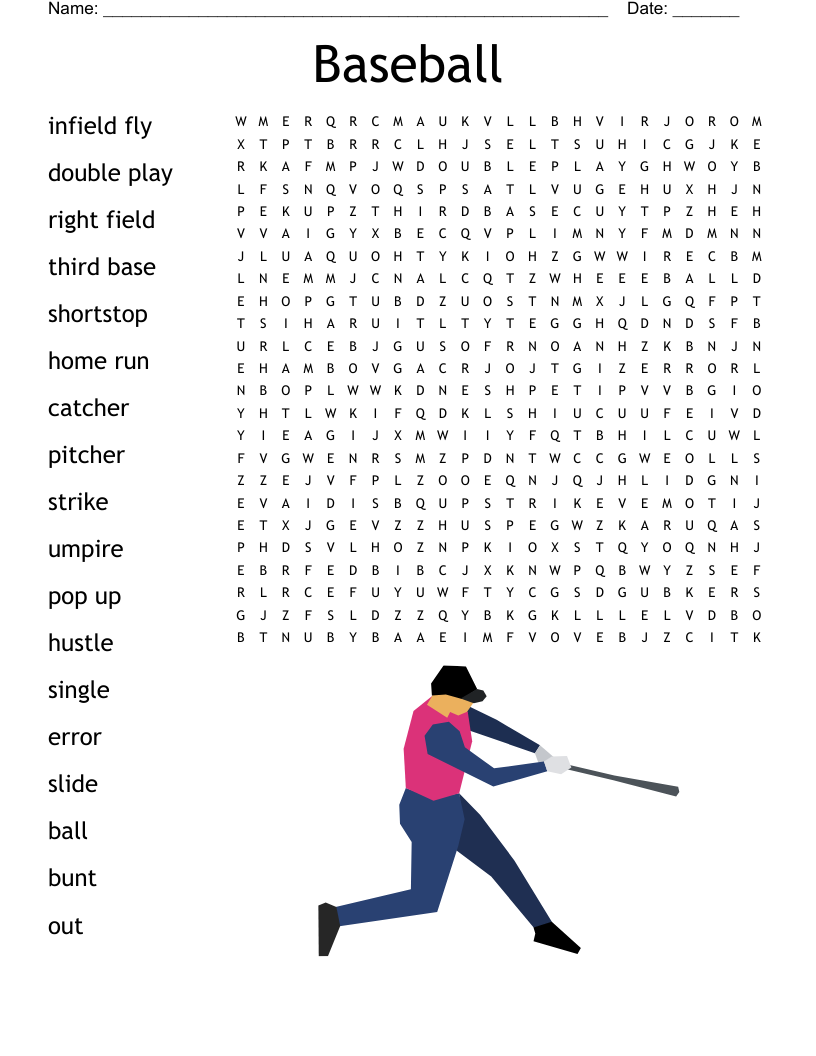 Baseball Word Search WordMint