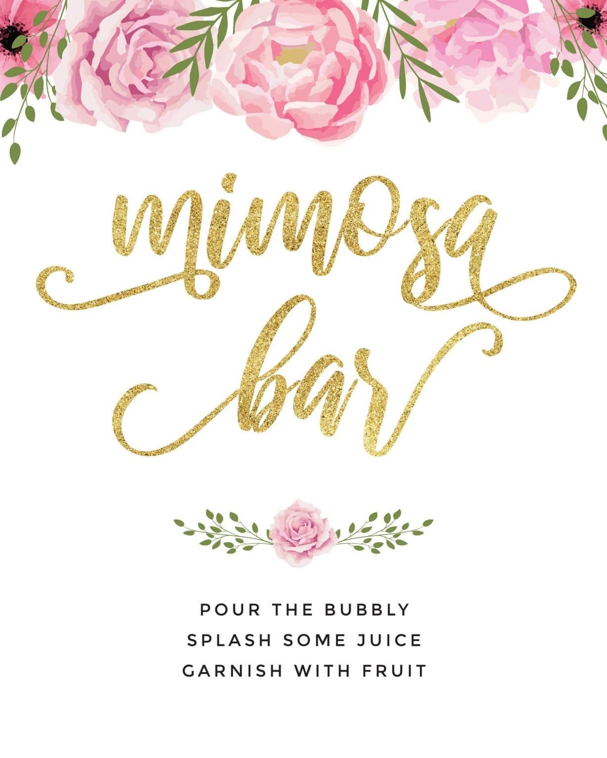Beautiful Mimosa Bar Sign And Free Printables To Impress Mimosa Bar Sign Mimosa Bar Bridal Shower Mimosa Bar