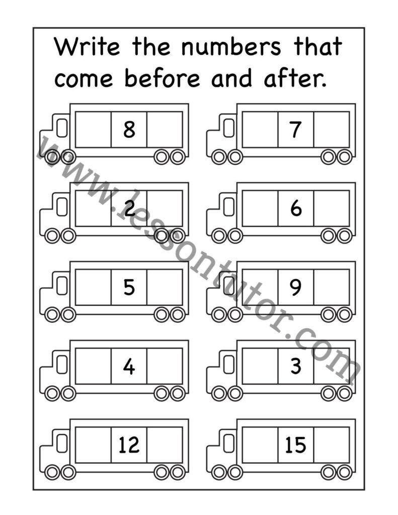 Before And After Worksheets Lesson Tutor