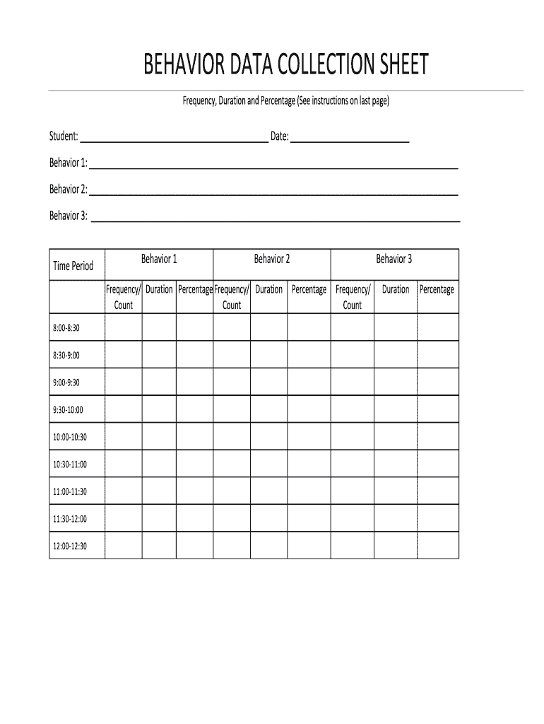 Behavior Data Collection Sheets Template Fill Out Sign Online DocHub