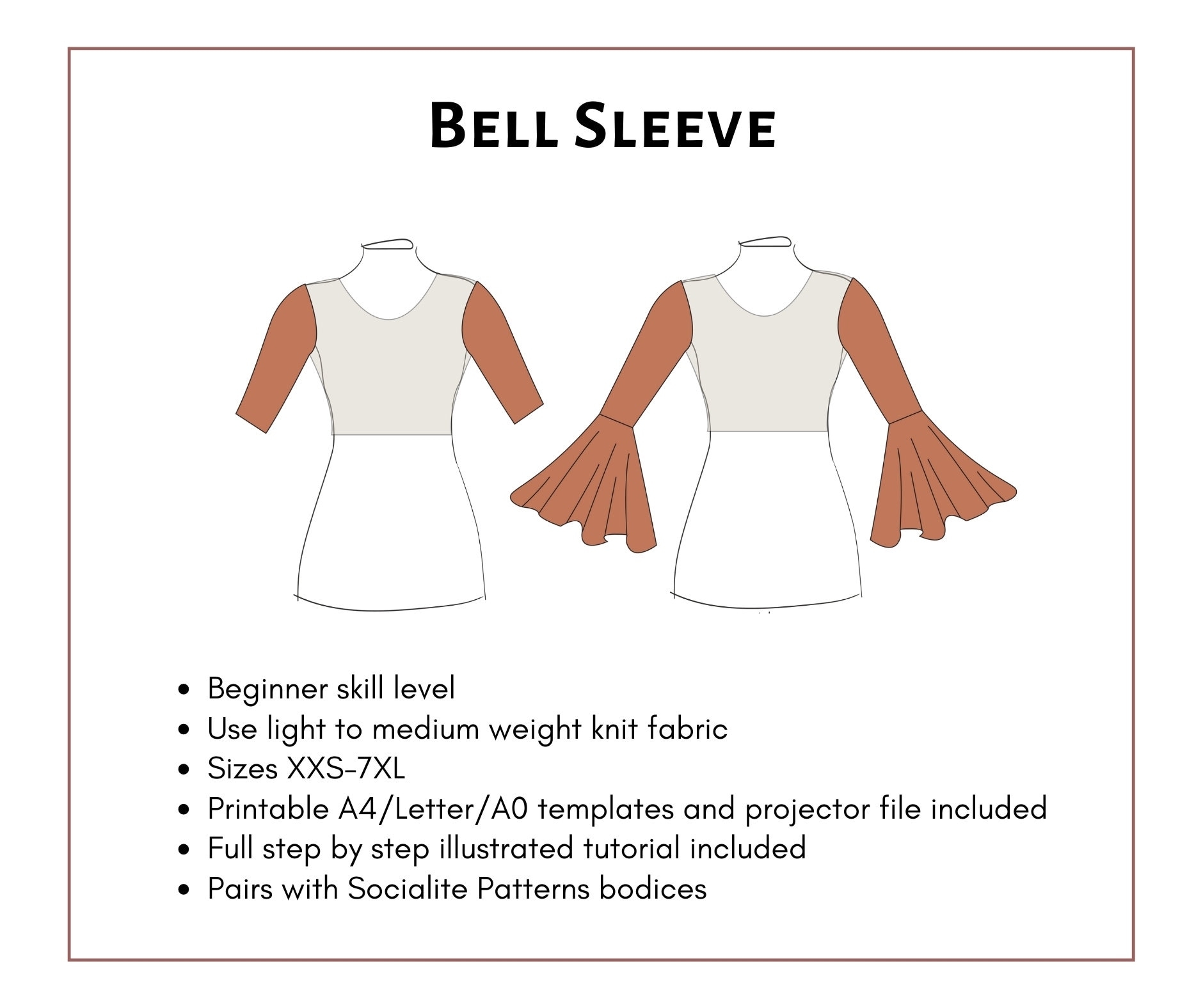 Bell Sleeve Pattern Women s PDF Printable And Projector Sewing Pattern And Tutorial Digital Bell Sleeve Pattern Etsy