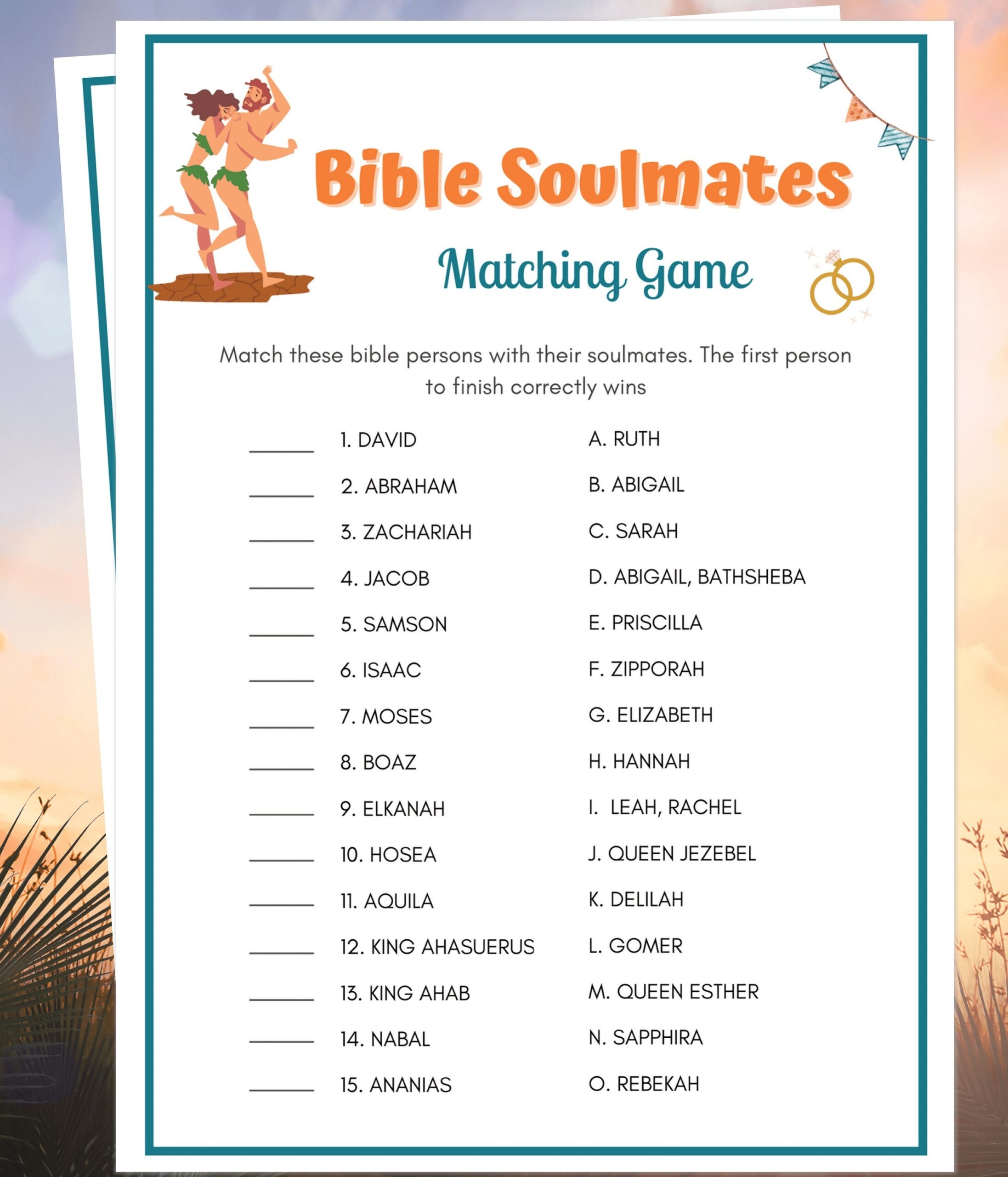 Bible Games Bible Soulmates Printable Bible Games Bible Games For Kids And Adults Womens Ministry Games Bible Study Games Etsy