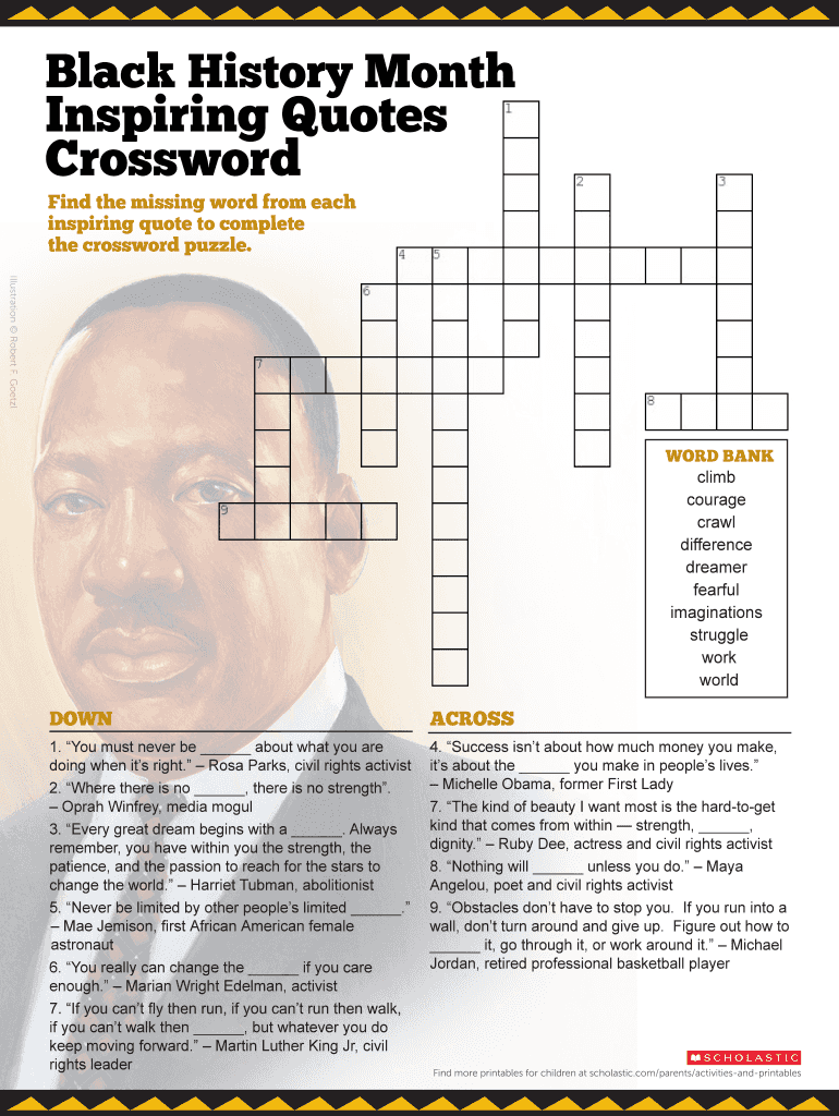 Black History Crossword Puzzles Printable Fill Out Sign Online DocHub