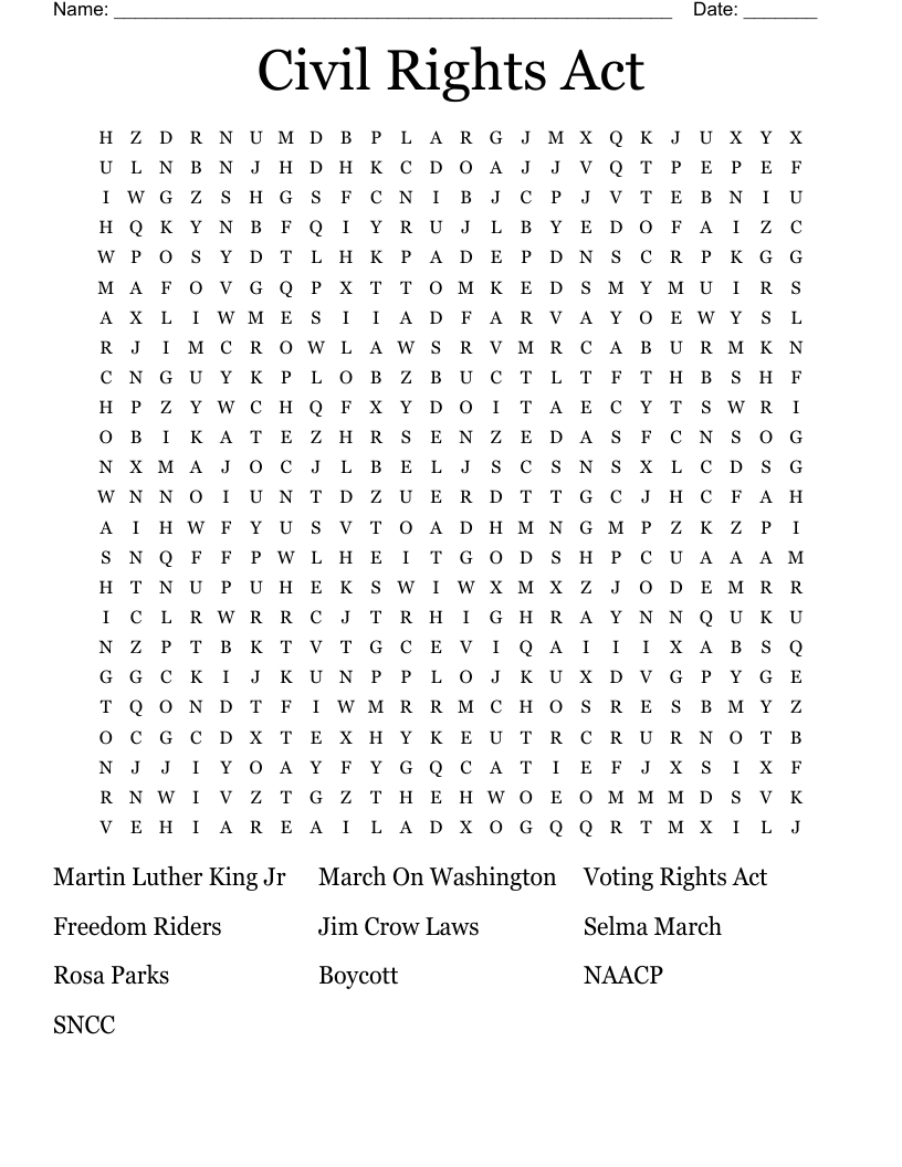 Black History Month Word Search WordMint