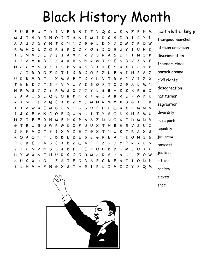 Black History Month Word Search WordMint
