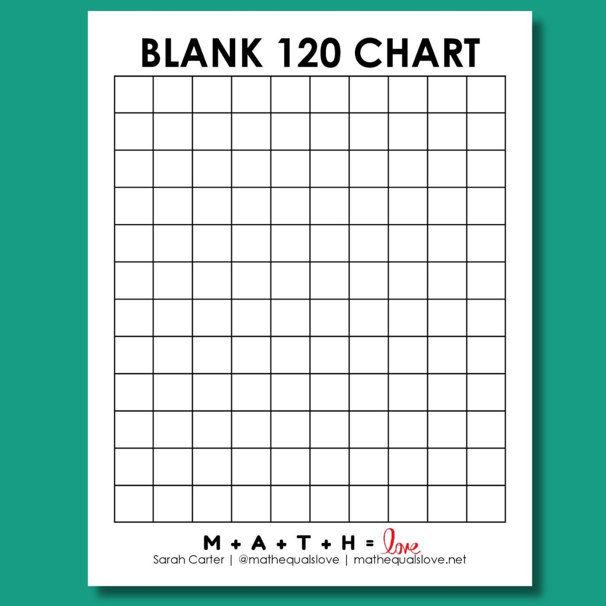 Blank 120 Chart Free Printable PDF 