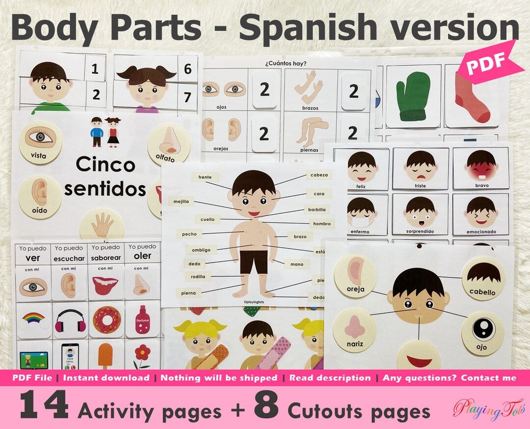 Body Parts Printable In Spanish Toddler Busy Books Activity Pages Learning Folder Homeschool Materials Learning Binder Etsy Israel