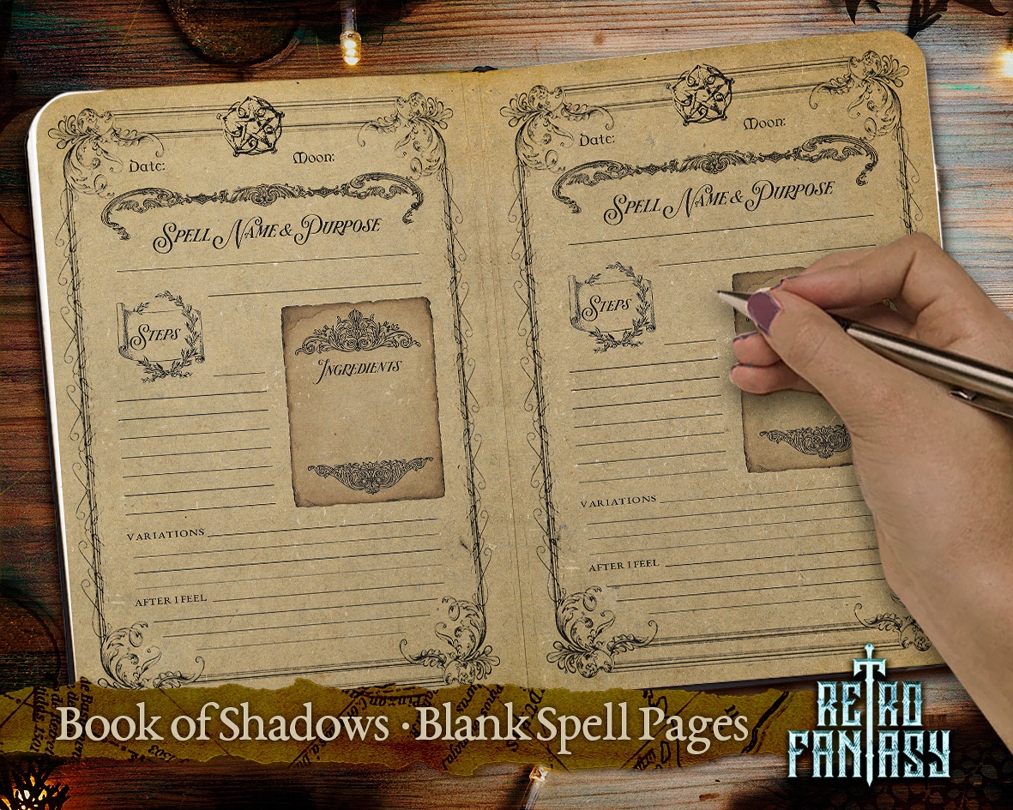 Book Of Shadows Spell Template Page Printable Spell Blank Page Digital Download Wicca Witch Book Magical Etsy