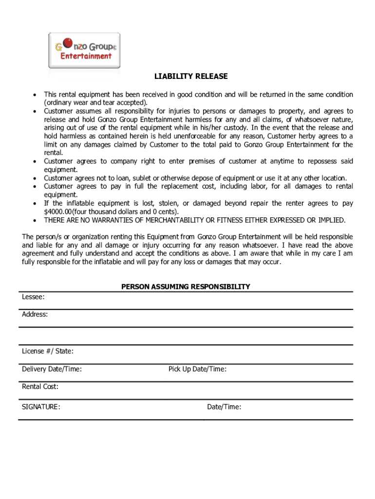 Bounce House Contract Fill Online Printable Fillable Blank PdfFiller