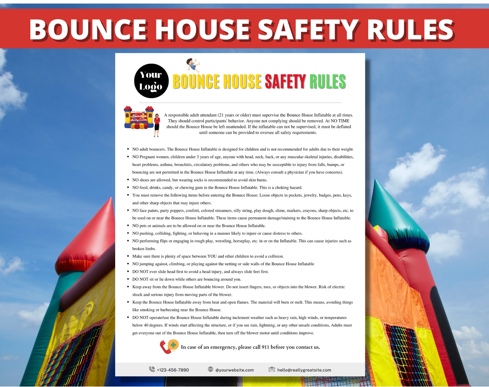 Bounce House Rules Printable