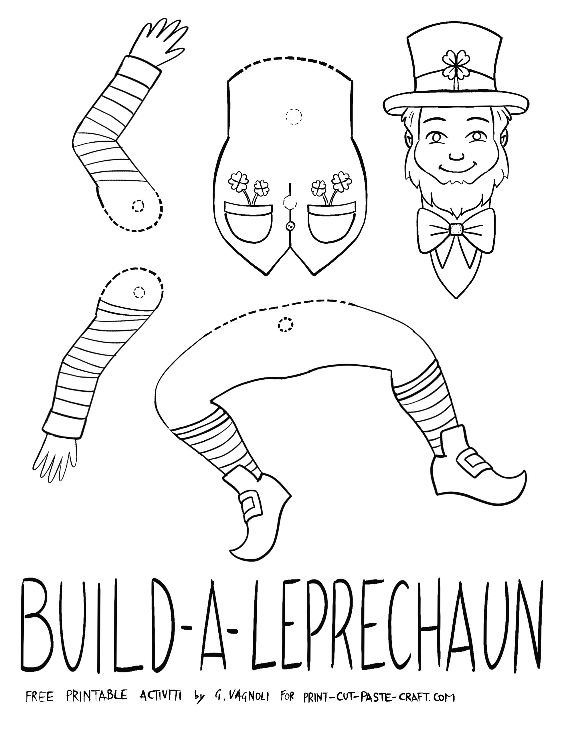 Build a Leprechaun Free Printable Kids Activity For Saint Patrick s Day Print Cut Paste Craft 