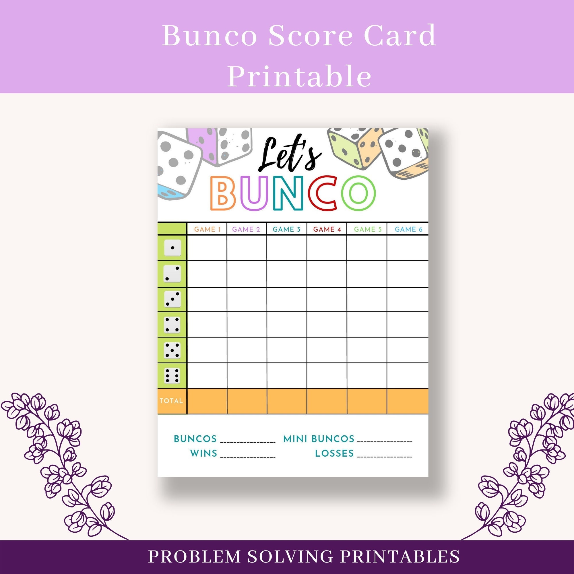 Bunco Score Card Sheets Pad Printable Bunko Score Card Bunco Dice Game Party Night Score Sheet Printables Immediate Download Kids Games Etsy