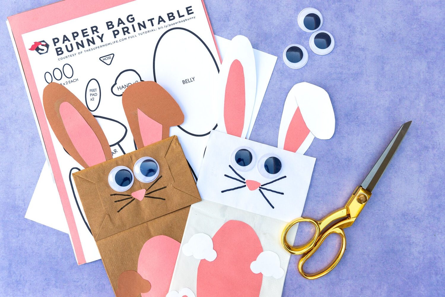 Bunny Paper Bag Craft Easter Printable Template The Super Mom Life