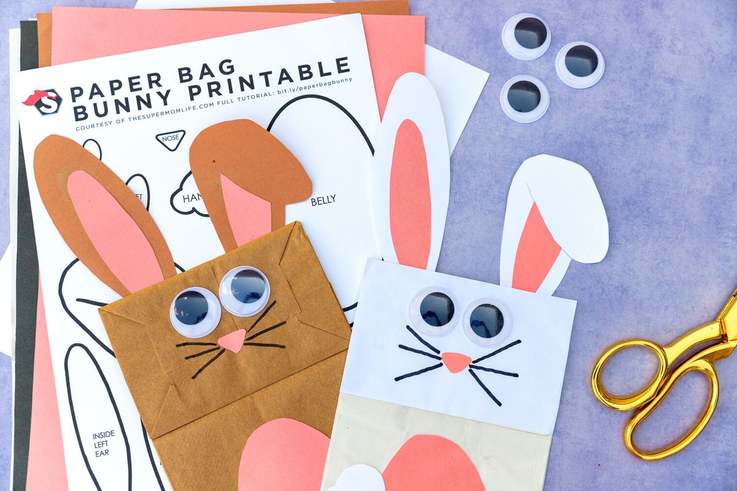 Bunny Paper Bag Craft Printable Template The Super Mom Life