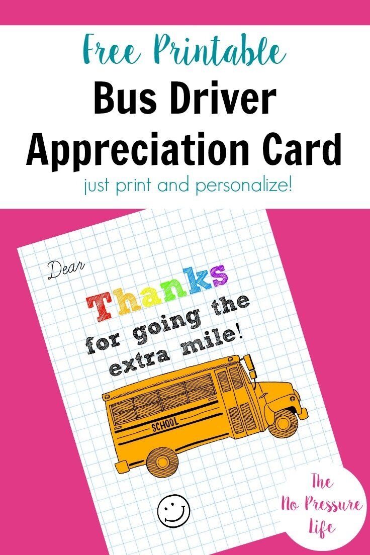 Bus Driver Appreciation Card Free Printable 