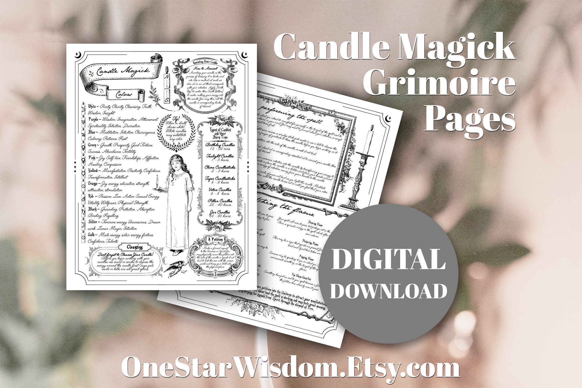 Candle Magick Book Of Shadows Grimoire Printable PDF Etsy