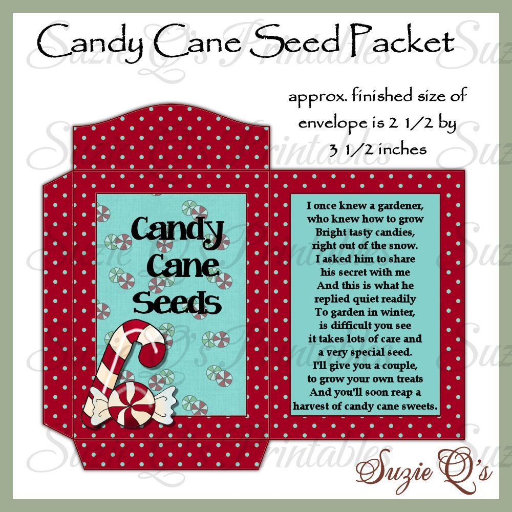 Candy Cane Seeds Packet US And International Sizes Digital Etsy Candy Cane Peppermint Christmas Seed Packets