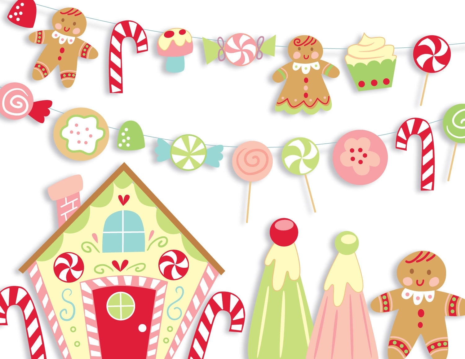 Candy Land Diy Printable PDF PNG SVG Cut And Craft Files Gingerbread House Garland And Holiday Party Decor Christmas Gift Tags Stickers Etsy Israel