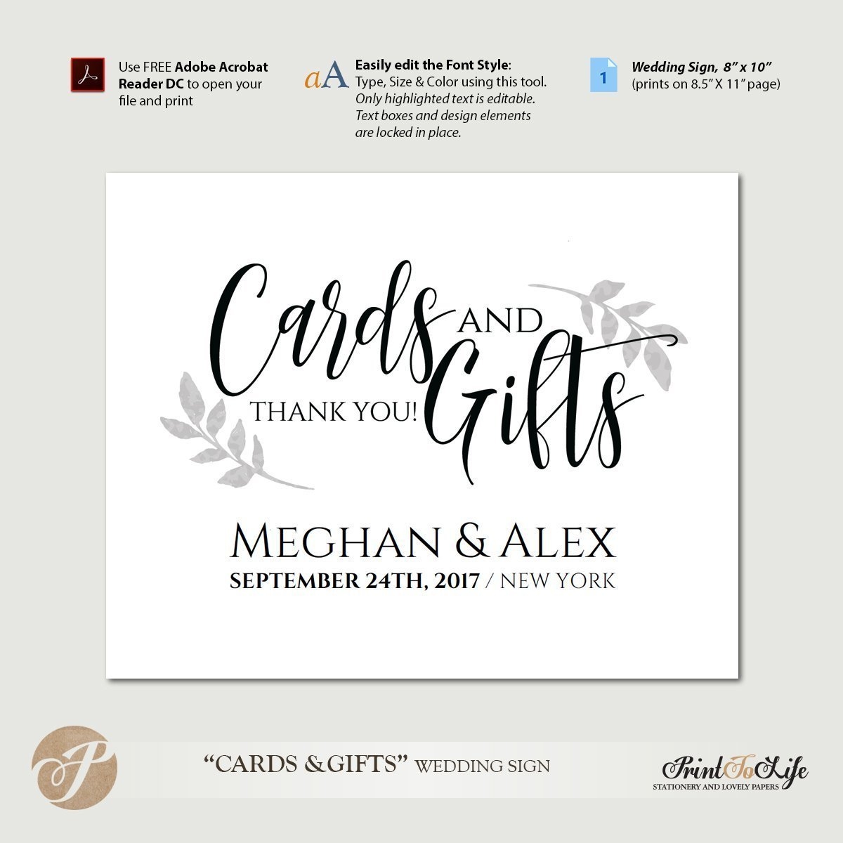 Cards And Gifts Sign Wedding Cards Sign Gifts And Cards Sign Printable Template Printolife