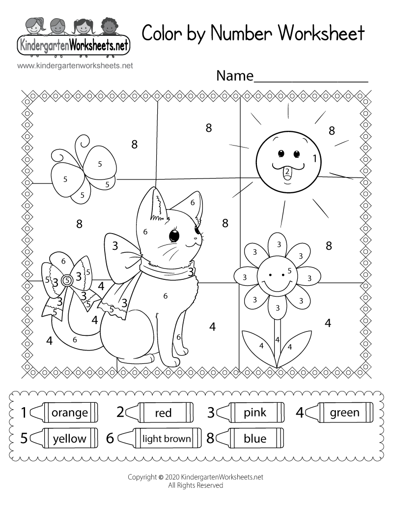 Cat Color By Number Worksheet Free Printable Digital PDF