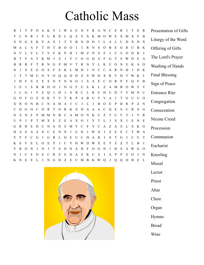 Catholic Mass Word Search WordMint