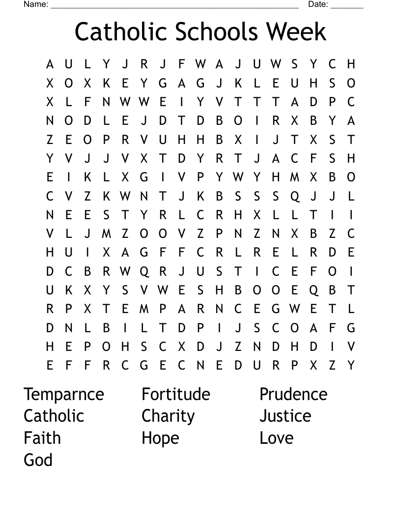 Catholic Word Search Printable