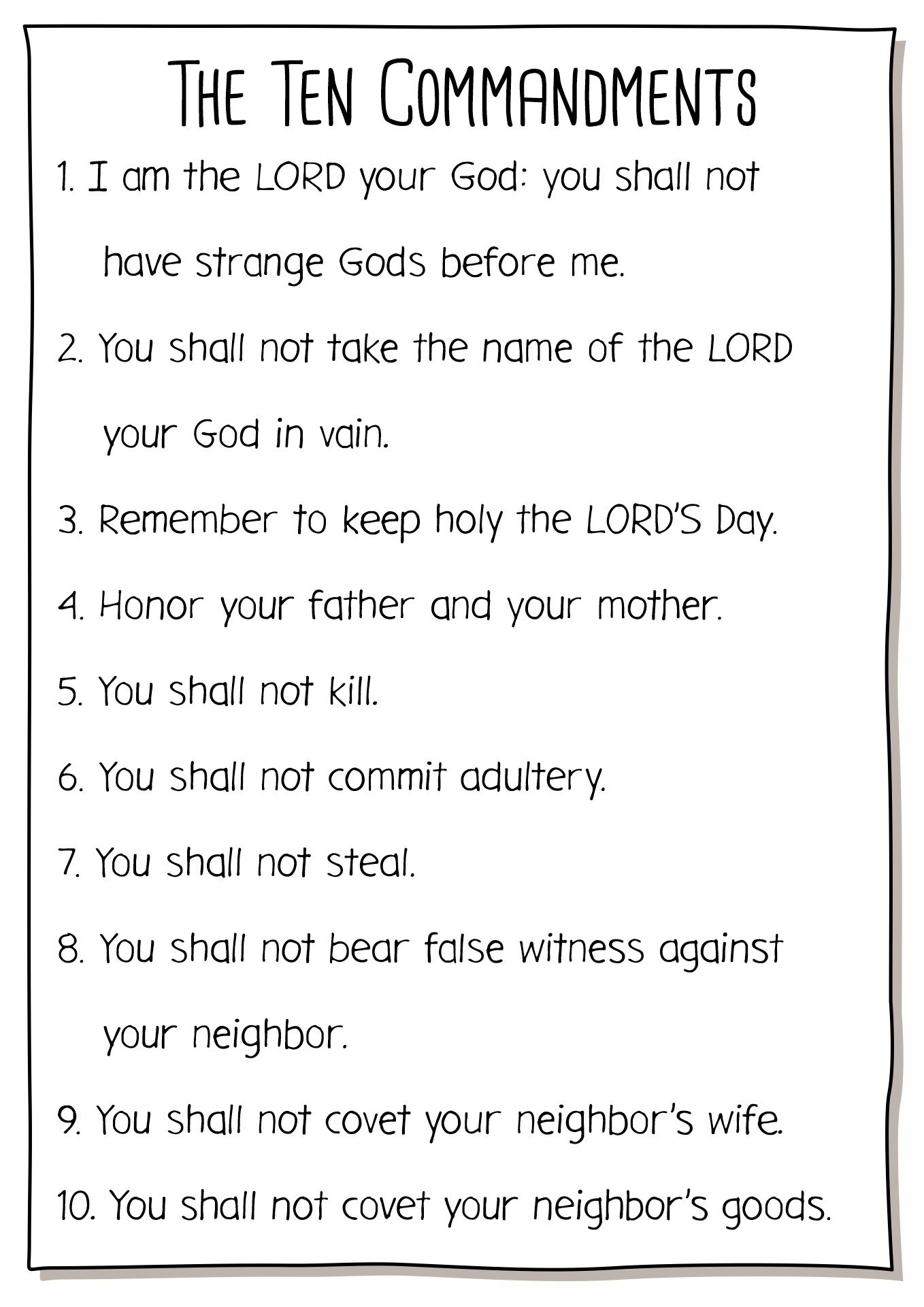 Catholic Ten Commandments For Kids Printable 10 Commandments Catholic 10 Commandments Catholic Teaching