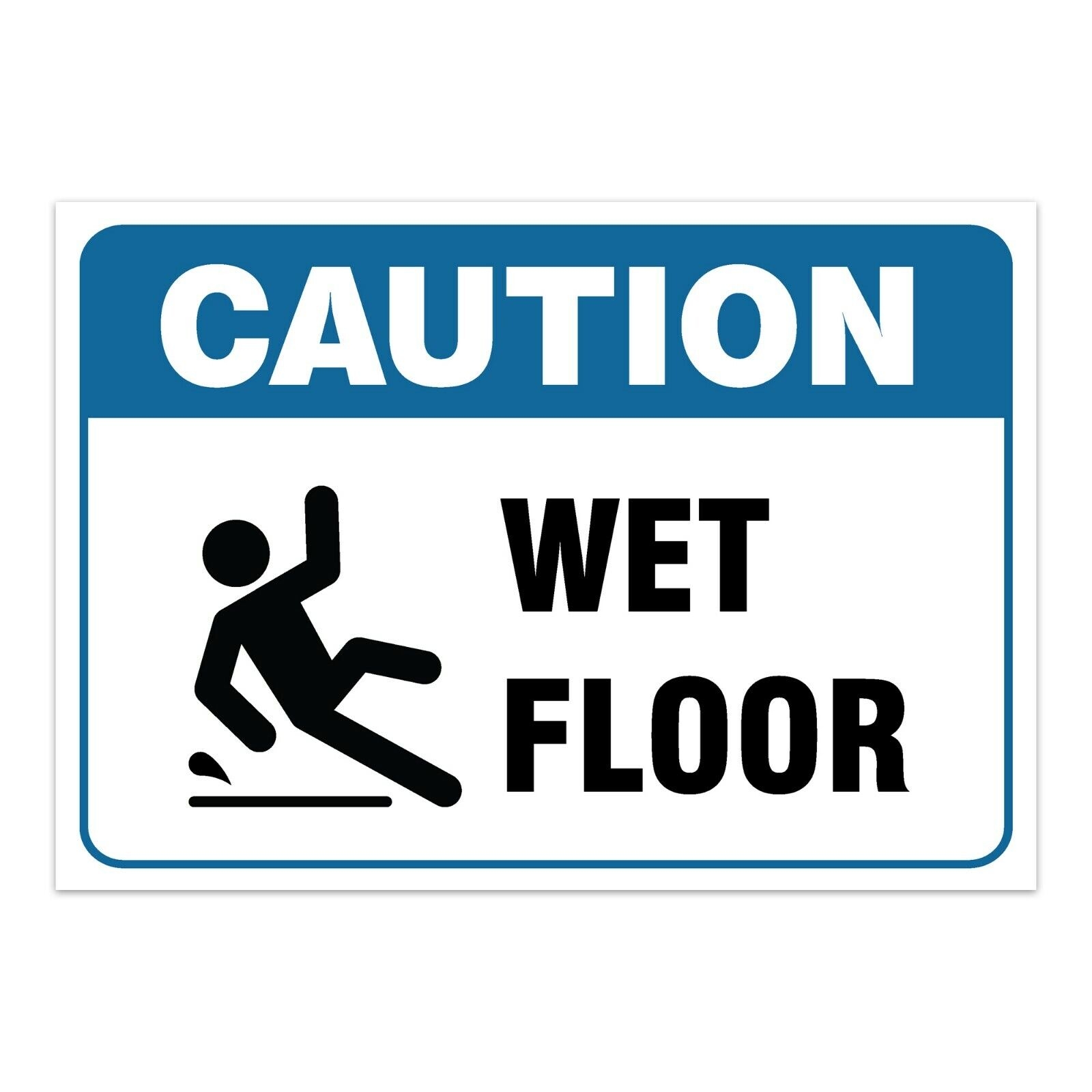 CAUTION Wet Floor Slippery Vinyl Decal Window Wall Sticker Safety Sign Blue EBay