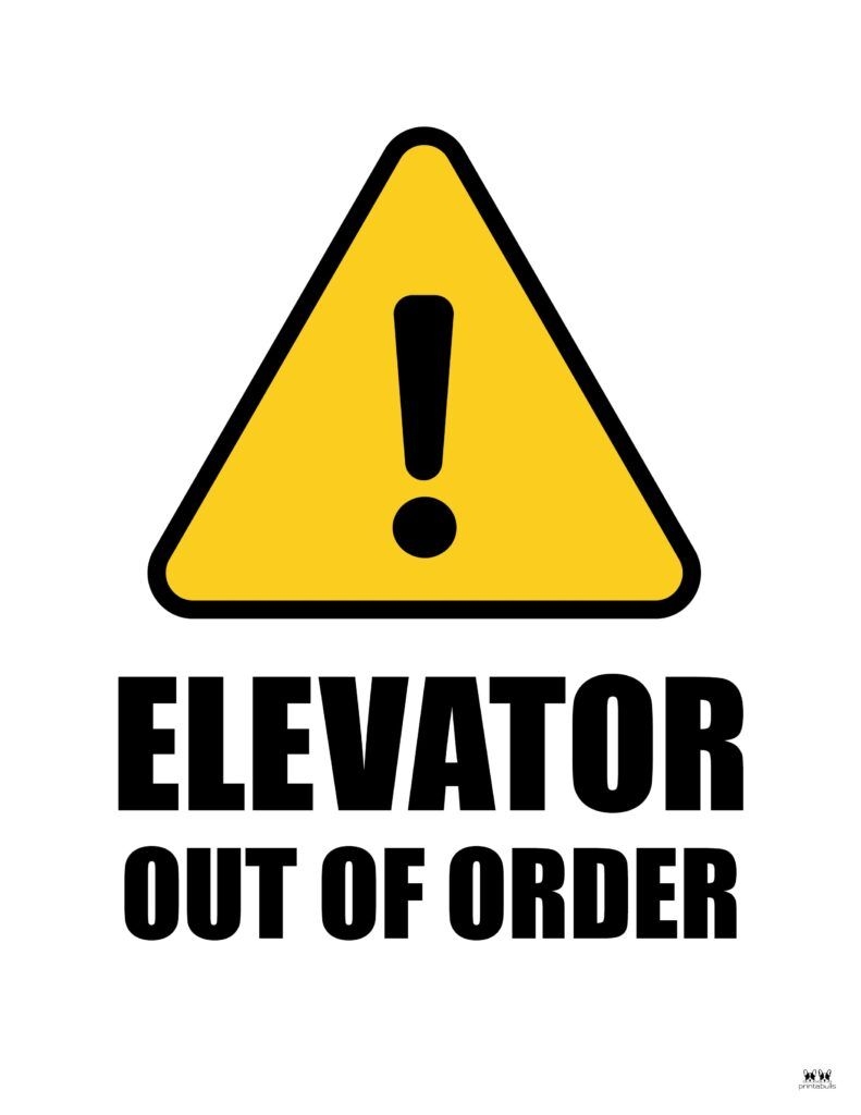 Elevator Out Of Order Sign Printable