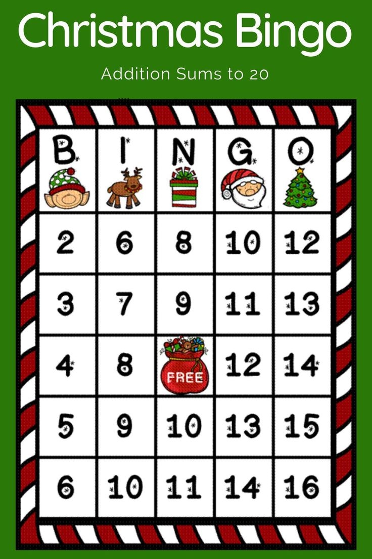 Christmas Addition Bingo Math Bingo Christmas Math Games Activities Christmas Math Activities Elementary Math Lessons Guided Math Lessons