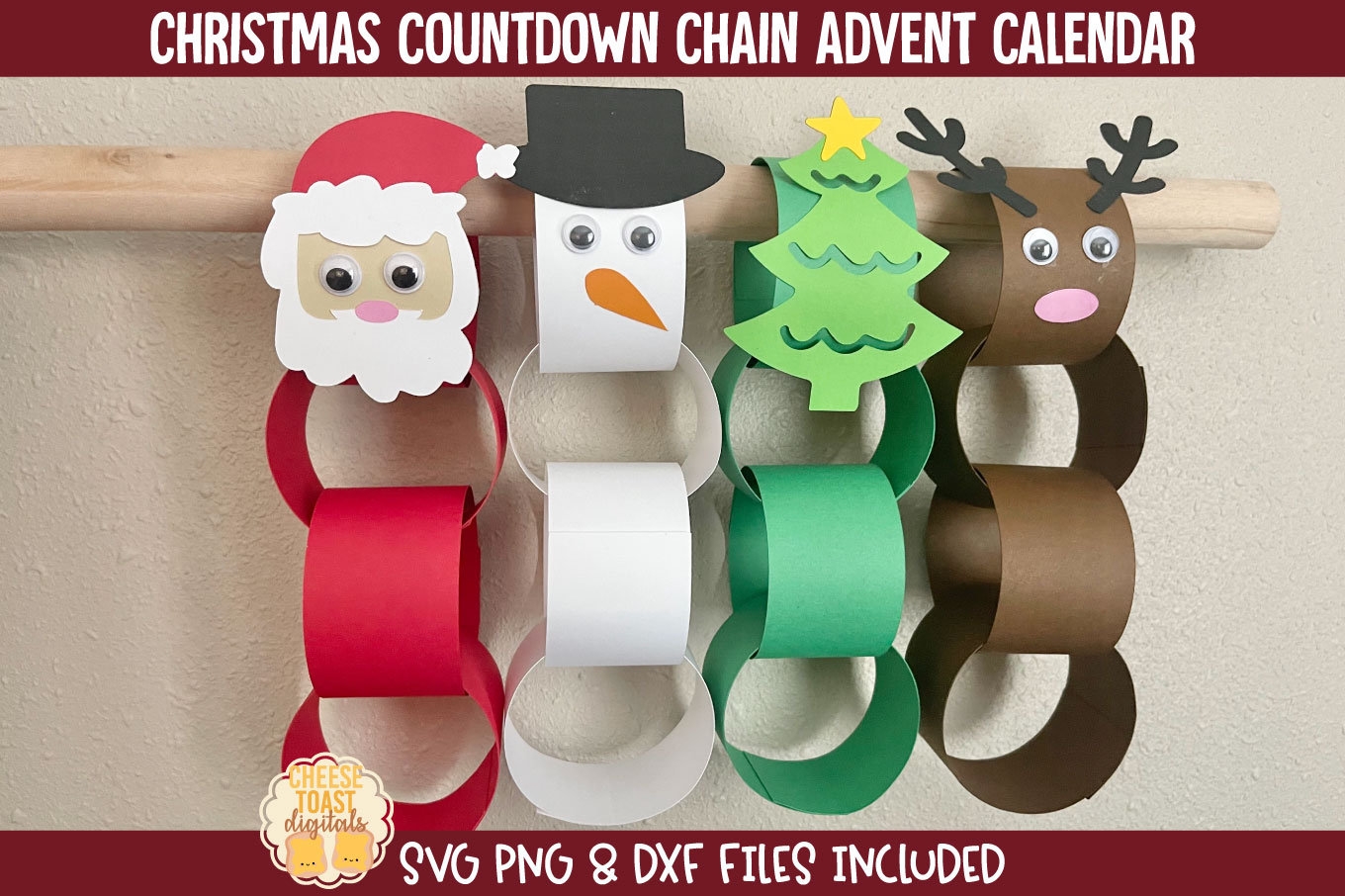 Christmas Countdown Advent Calendar SVG Paper Chain Garland Craft Kit Take And Make Kid s Paper Craft Pack Cricut Silhouette Etsy