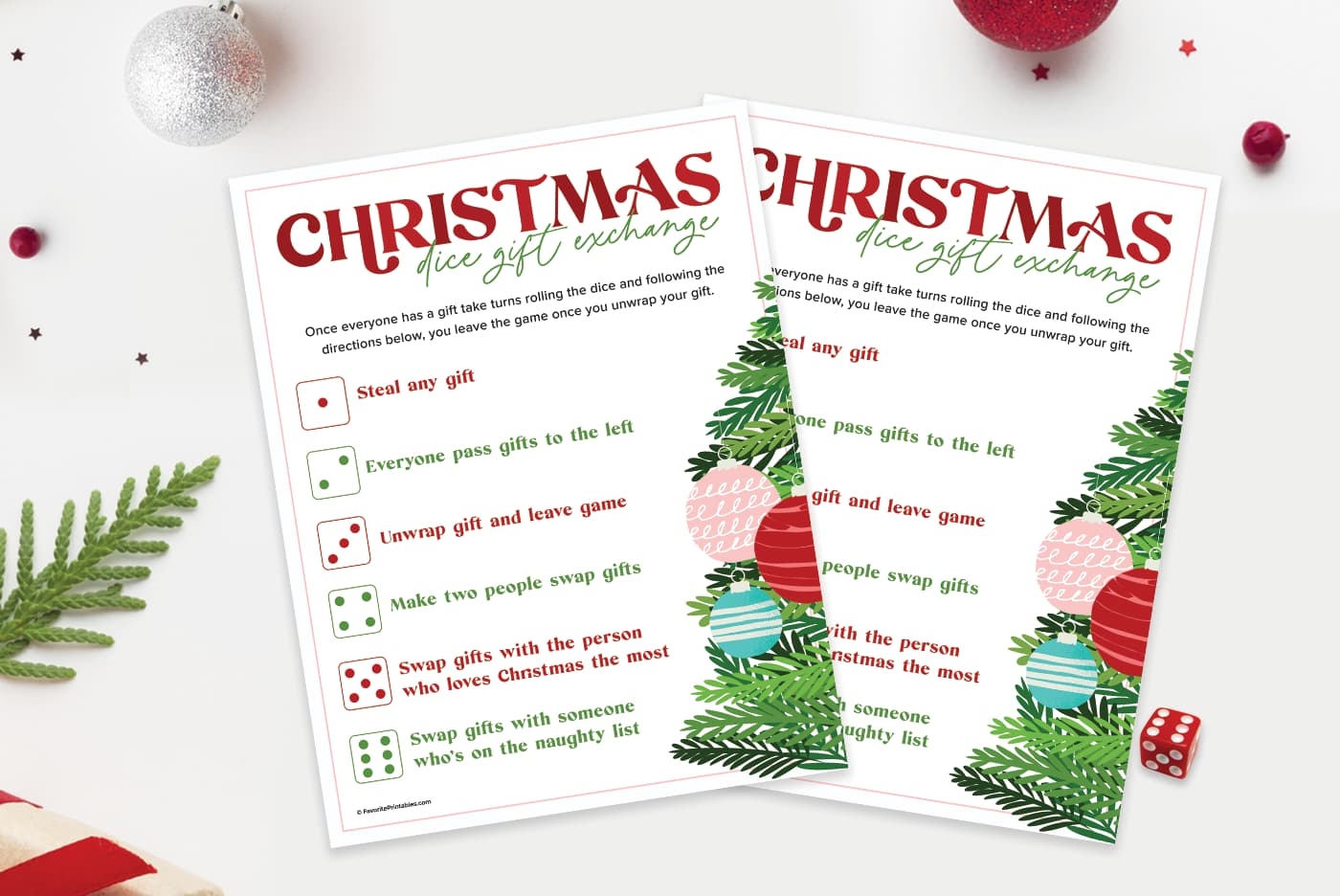 Christmas Dice Game FREE Printable For Gift Exchange Favorite Printables