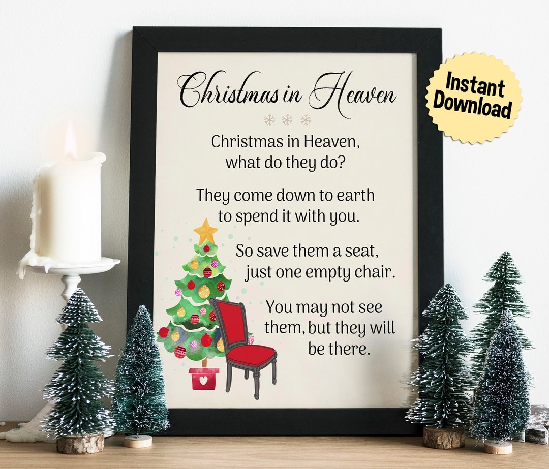 Christmas In Heaven Christmas Chair Printable Decor Grief Mourning Empty Chair INSTANT DIGITAL DOWNLOAD Etsy