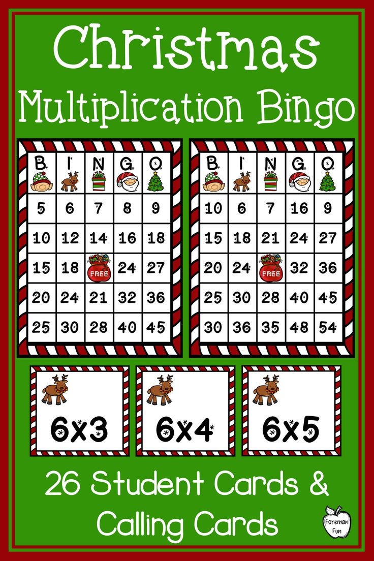 Christmas Multiplication Bingo Math Bingo Christmas Math Games Activities Christmas Math Games Math Fact Practice Games Math Fact Practice