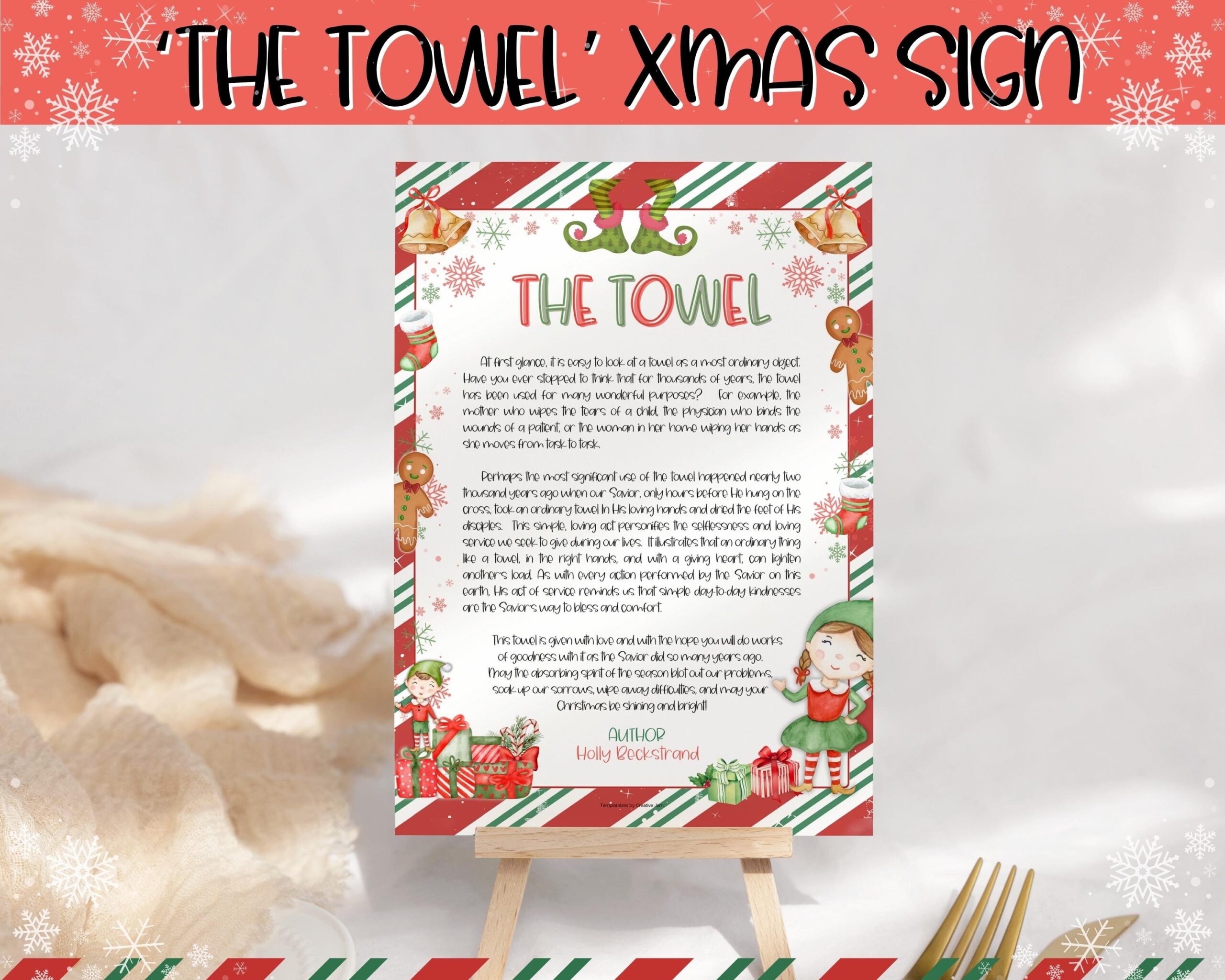 Christmas Towel Story Printable Christmas Story The Towel Poem Christian Gift Neighbor Religious Gift Festive Coworker Holiday Gift Etsy