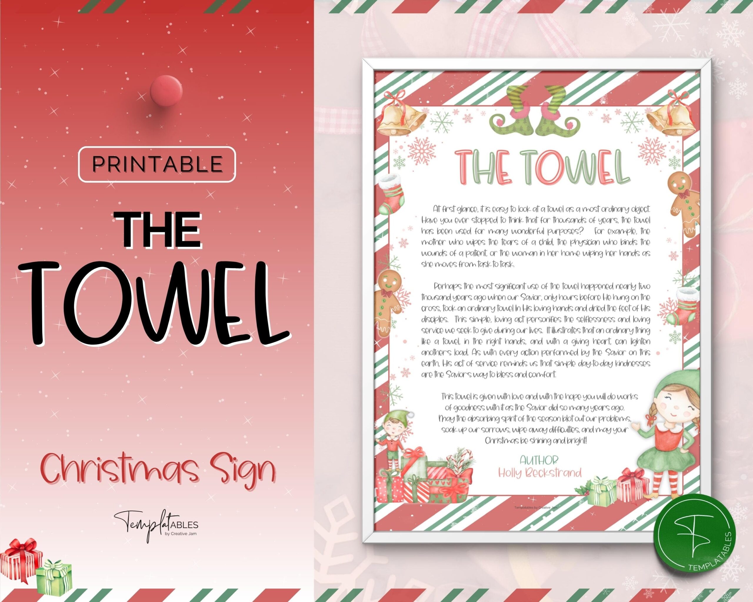 Christmas Towel Story Printable Christmas Story The Towel Poem Christian Gift Neighbor Religious Gift Festive Coworker Holiday Gift Etsy