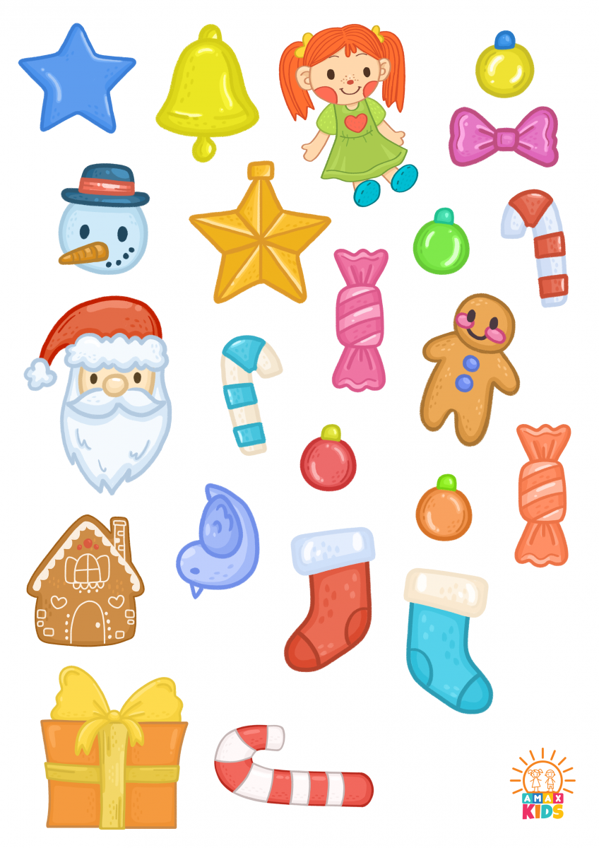 Christmas Tree Decoration Printable Cut And Paste Worksheets For Kids Amax Kids